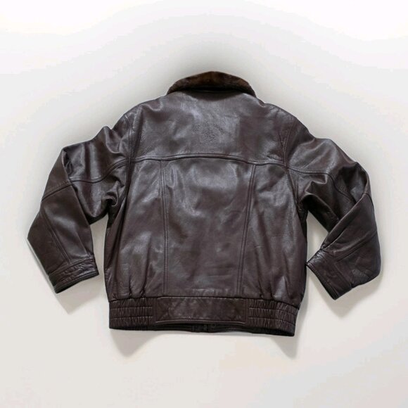 Santa Barbara Polo Racquet Club Leather Jacket Men 50 Brown LS Equestrian Vtg - Picture 16 of 16